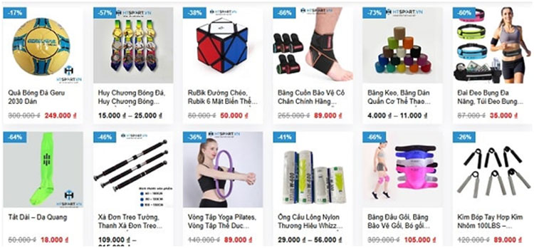 Đa dạng các sản phẩm, dụng cụ thể thao đến từ thương hiệu chính hãng.