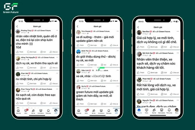Đánh giá của khách hàng về dịch vụ cho thuê xe của Green Future