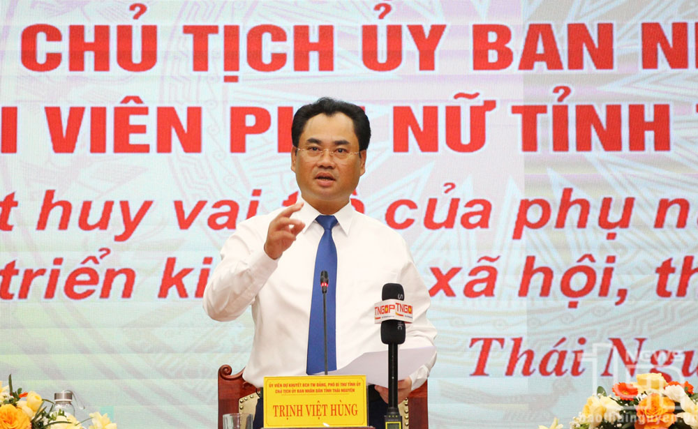 Đồng chí Chủ tịch UBND tỉnh Trịnh Việt Hùng phát biểu kết luận Hội nghị.