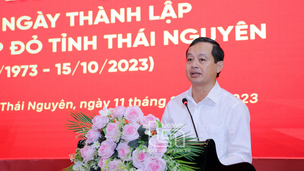 Đồng chí Phó Bí thư Thường trực Tỉnh ủy Phạm Hoàng Sơn phát biểu tại Lễ kỷ niệm.
