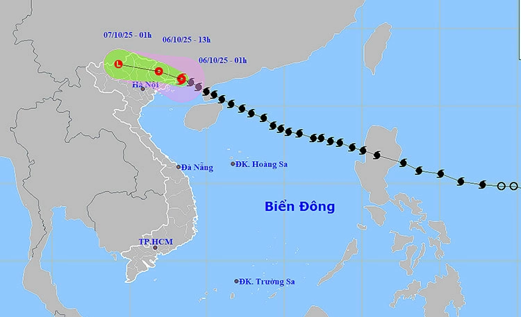 Vị trí và đường đi của bão số 11. Ảnh: thoitietvietnam