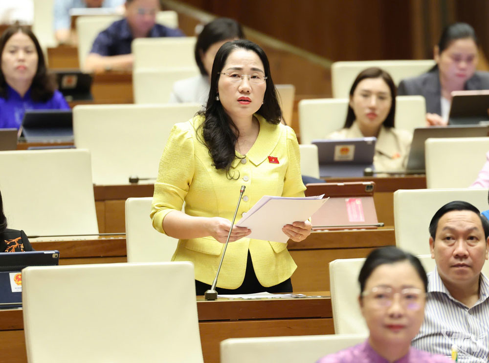 Đại biểu Quốc hội Nguyễn Thị Thủy (Đoàn ĐBQH tỉnh Thái Nguyên) phát biểu, tập trung phân tích và đưa ra nhiều kiến nghị quan trọng nhằm nâng cao chất lượng lĩnh vực giáo dục.