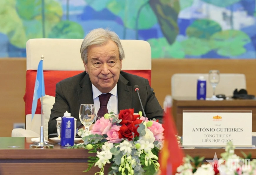 ổng Thư ký Liên hợp quốc António Guterres phát biểu tại cuộc tiếp.