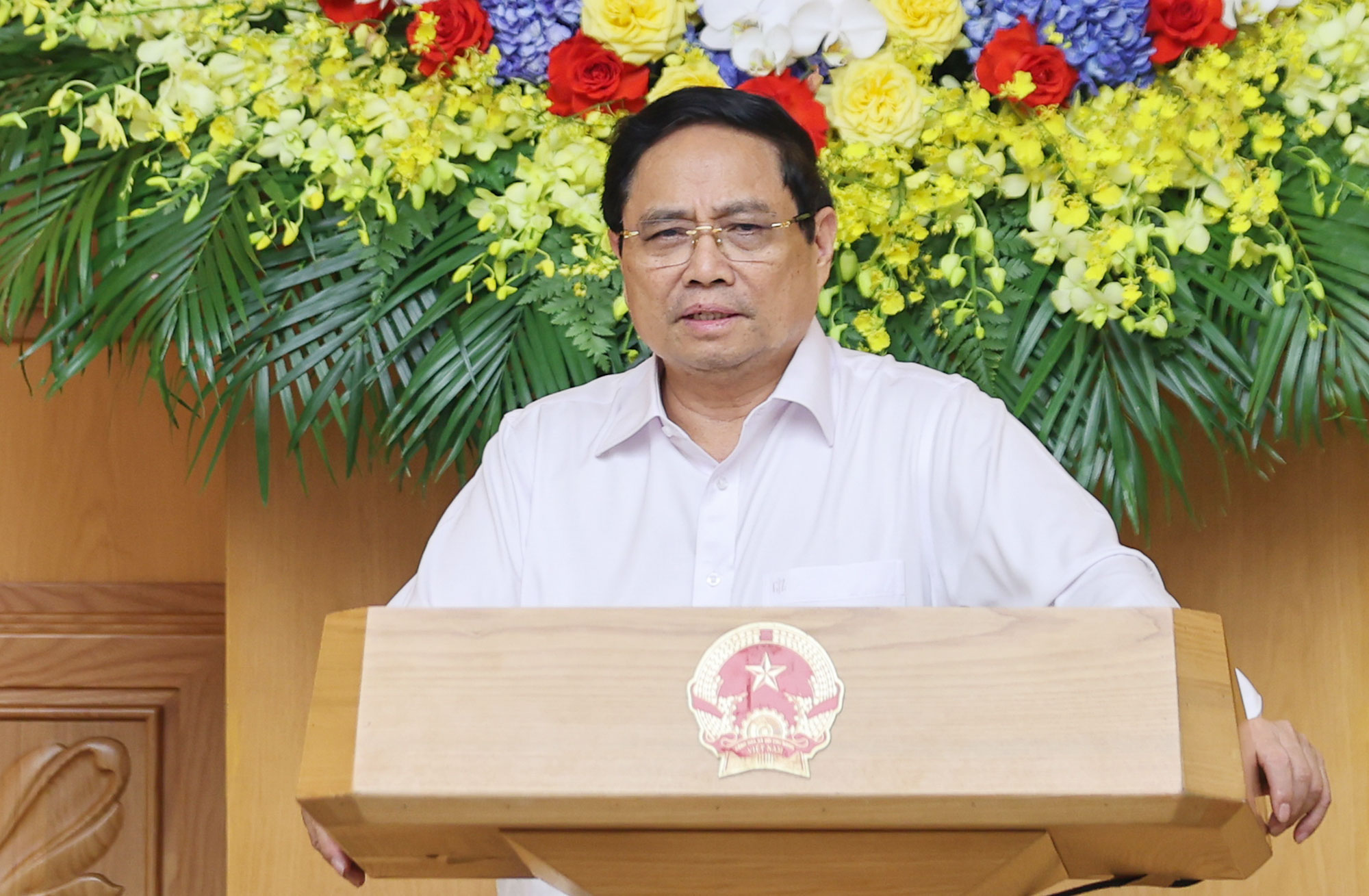 Thủ tướng Chính phủ Phạm Minh Chính phát biểu chỉ đạo tại cuộc họp. Ảnh: CTV