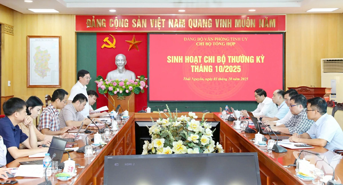 Buổi sinh hoạt chi bộ thường kỳ của Chi bộ Tổng hợp, Đảng bộ Văn phòng Tỉnh ủy.