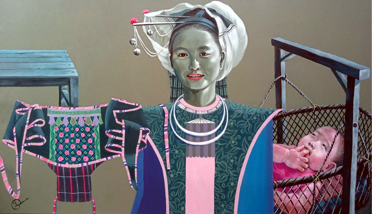 Tình mẹ. Tranh: Lý Văn Dược