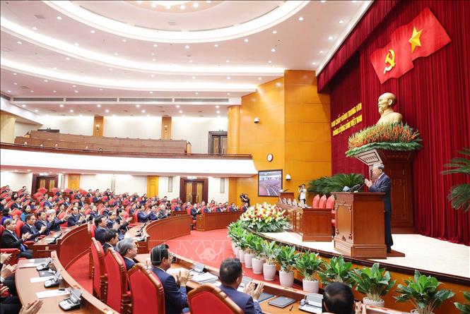 Tổng Bí thư Tô Lâm phát biểu bế mạc Hội nghị lần thứ 13 Ban Chấp hành Trung ương Đảng khóa XIII. Ảnh: Thống Nhất/TTXVN