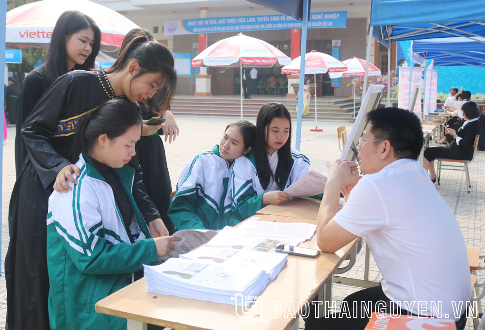 Hàng nghìn lượt học sinh, sinh viên được tư vấn học nghề, du học và giới thiệu việc làm/năm (ảnh chụp tại Trường Phổ thông Dân tộc nội trú tỉnh Thái nguyên).