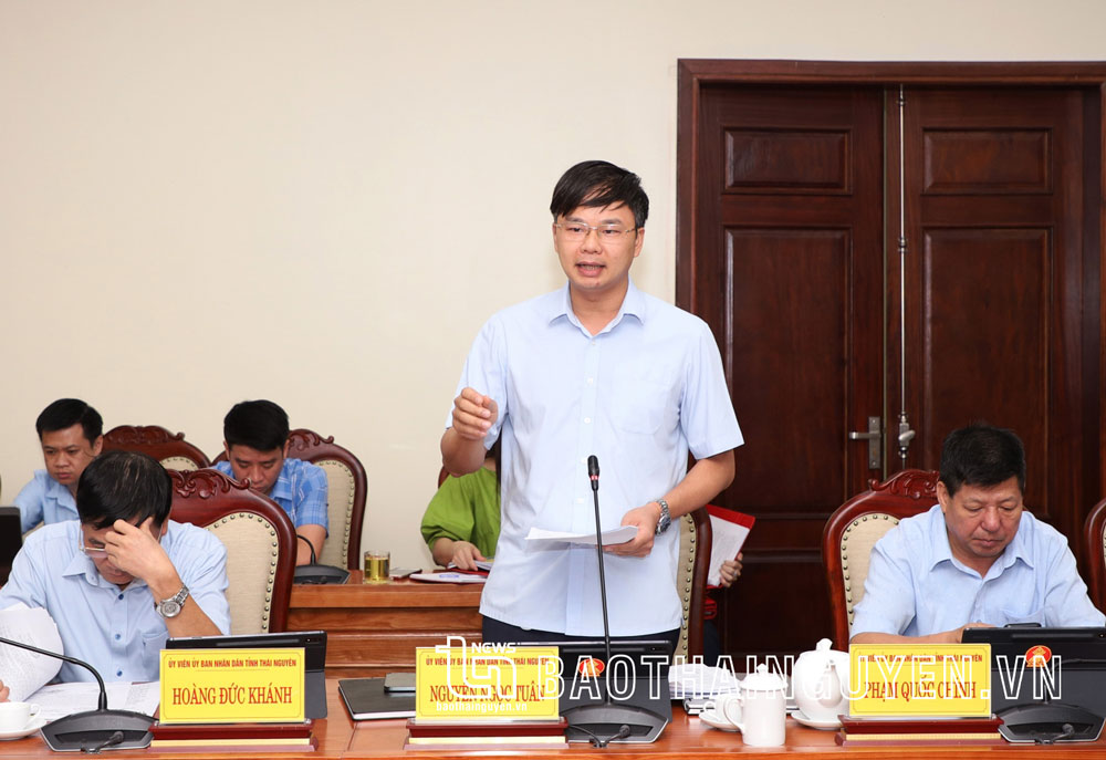 Giám đốc Sở Văn hoá – Thể thao và Du lịch Nguyễn Ngọc Tuân phát biểu tại Phiên họp.