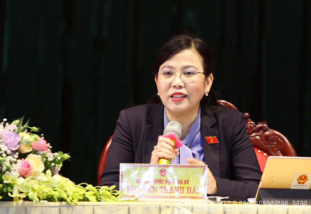 Đại biểu Nguyễn Thanh Hải, Ủy viên Trung ương Đảng, Bí thư Tỉnh ủy, Trưởng Đoàn đại biểu Quốc hội tỉnh Thái Nguyên, tại buổi tiếp xúc với cử tri huyện Phú Bình.