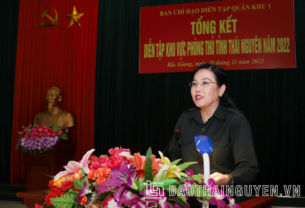 Đồng chí Bí thư Tỉnh ủy Thái Nguyên Nguyễn Thanh Hải phát biểu tại Lễ tổng kết đợt diễn tập.