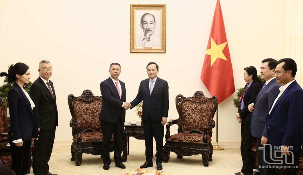 Phó Thủ tướng Trần Lưu Quang cùng các đồng chí lãnh đạo tỉnh Thái Nguyên tiếp và làm việc với Tập đoàn Trina Solar.