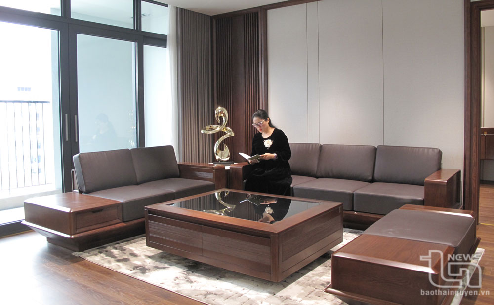 Phòng khách căn hộ của Dự án tổ hợp nhà ở - khách sạn - trung tâm thương mại Thái Nguyên được thiết kế sang trọng theo nhu cầu của khách hàng.
