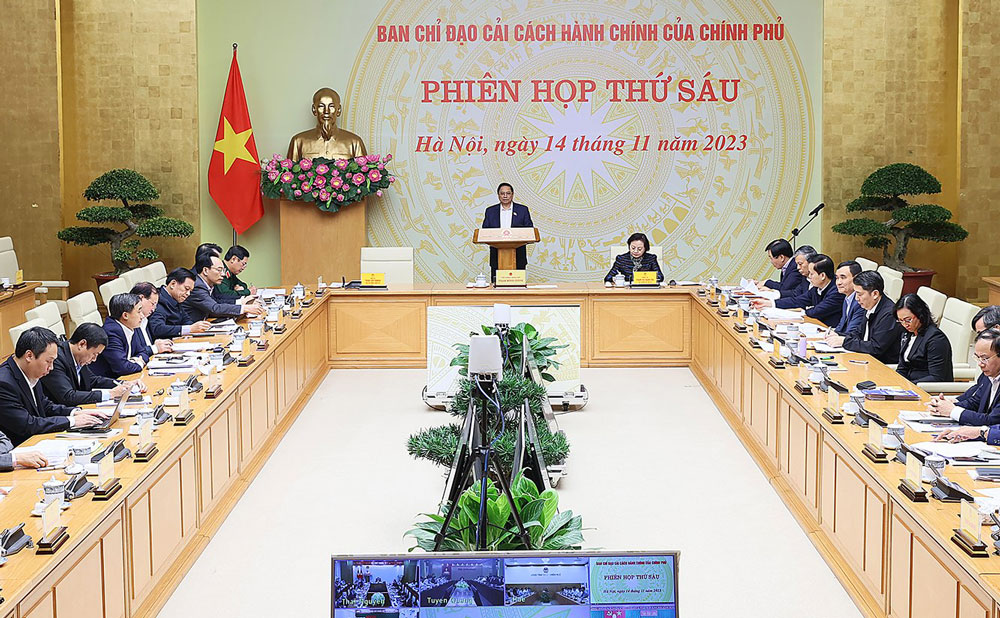 Thủ tướng Phạm Minh Chính, Trưởng Ban Chỉ đạo CCHC của Chính phủ, chủ trì Phiên họp. Ảnh: nhandan.vn