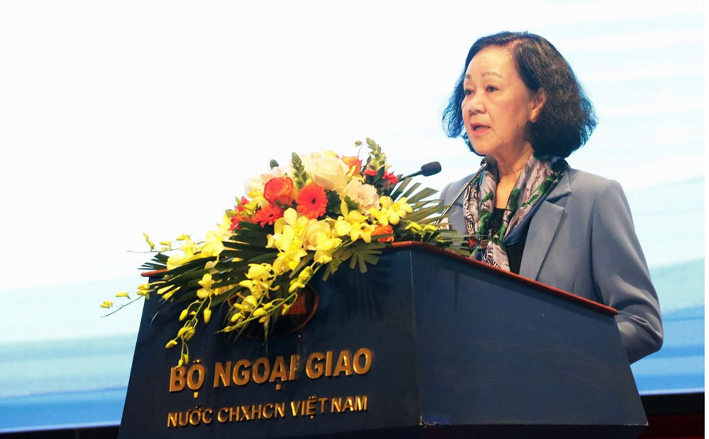 

Đồng chí Trương Thị Mai, Ủy viên Bộ Chính trị, Thường trực Ban Bí thư, Trưởng Ban Tổ chức Trung ương, phát biểu tại buổi lễ.