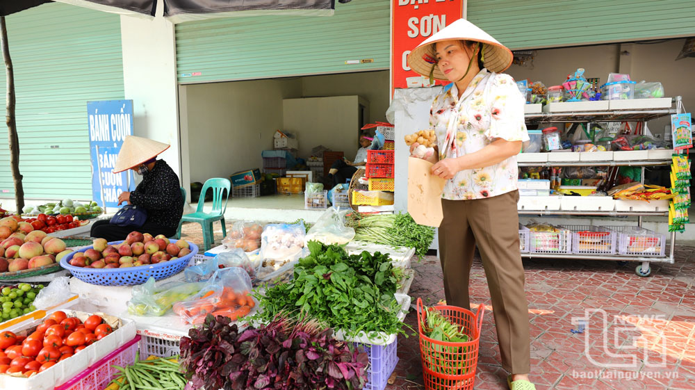 Mỗi khi đi chợ, chị Nguyễn Thị Huệ, ở phường Mỏ Chè (TP. Sông Công), đều dùng làn hoặc túi giấy tự phân hủy để đựng thức ăn.