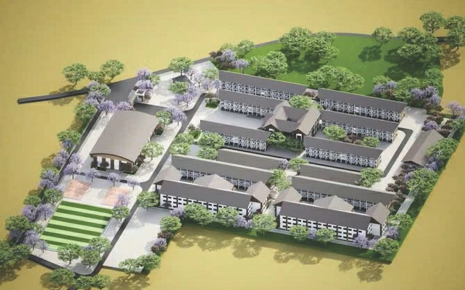 Phối cảnh trường nội trú liên cấp các xã biên giới. Nguồn: Bộ Xây dựng.