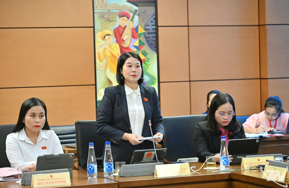 đại biểu Nguyễn Thị Huế (Đoàn ĐBQH tỉnh Thái Nguyên) Phát biểu vấn đề quản trị quốc gia theo hướng hiện đại.