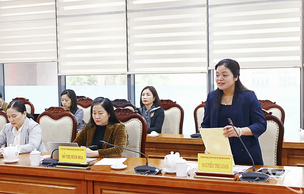 Đồng chí Nguyễn Thị Loan, Phó Chủ tịch UBND tỉnh phát biểu và cảm ơn sự hỗ trợ của Báo Dân trí