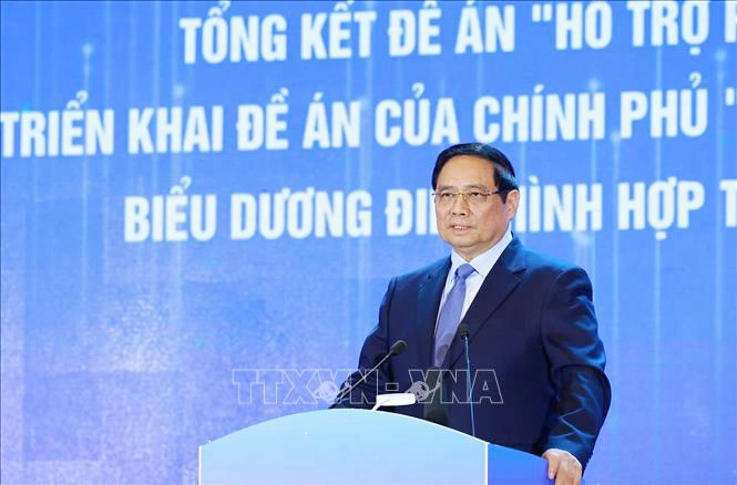 Thủ tướng Phạm Minh Chính phát biểu tại Hội nghị tổng kết Đề án hỗ trợ phụ nữ khởi nghiệp. Ảnh: Dương Giang/TTXVN