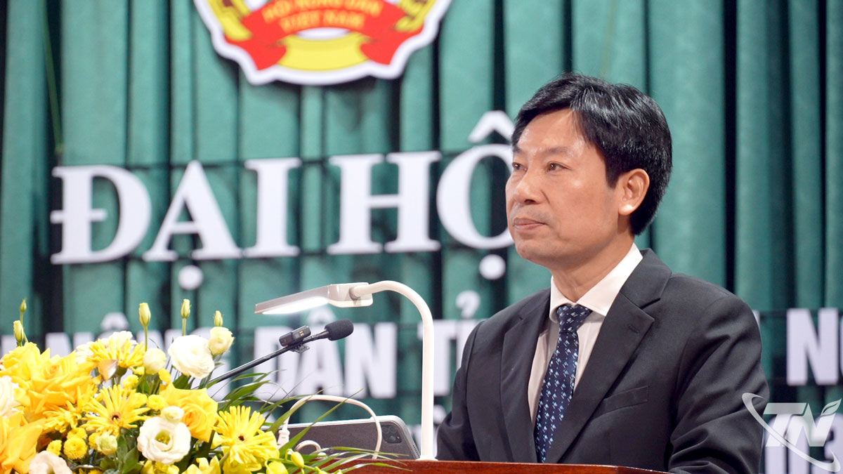 Đồng chí Nguyễn Xuân Định, Phó Chủ tịch Trung ương Hội Nông dân Việt Nam, phát biểu tại Đại hội