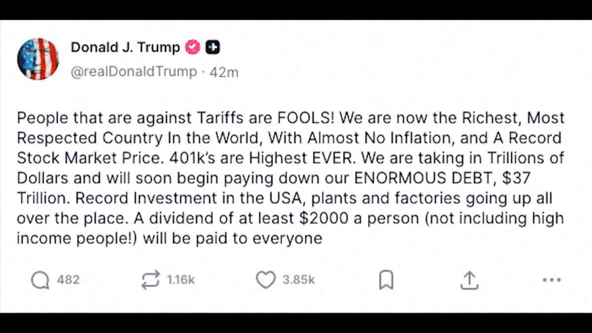 Bài đăng của Tổng thống Mỹ Donald Trump trên mạng xã hội Truth Social.