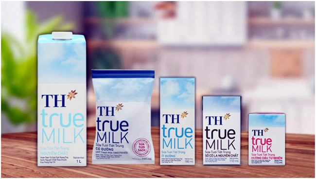 Sữa tươi TH true Milk có nhiều hương vị hấp dẫn.