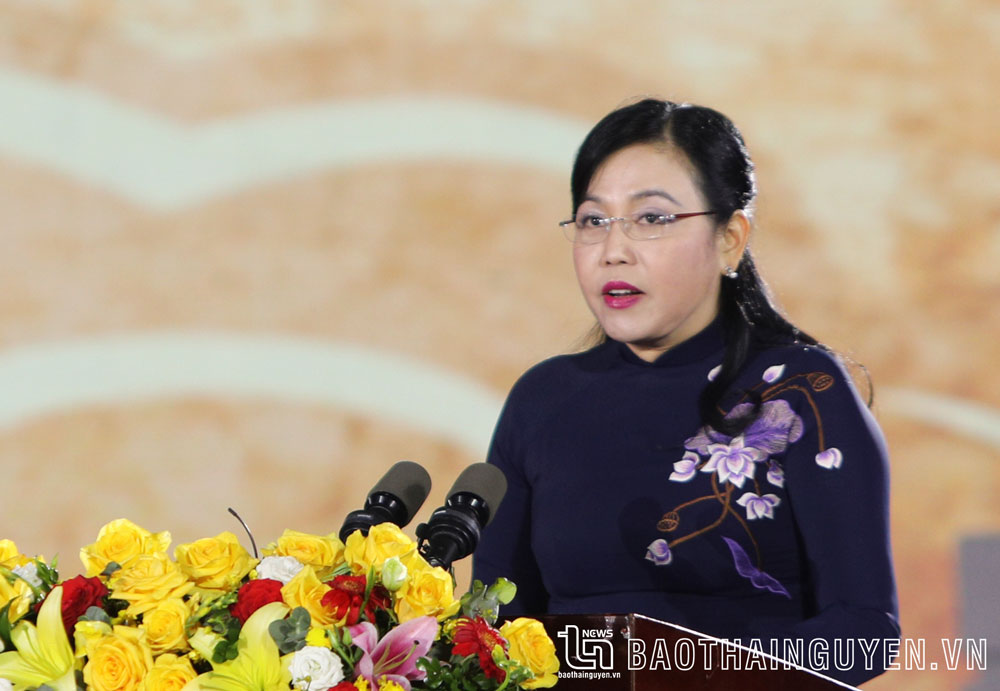Đồng chí Nguyễn Thanh Hải, Ủy viên Trung ương Đảng, Bí thư Tỉnh ủy, Trưởng Đoàn đại biểu Quốc hội tỉnh Thái Nguyên, đọc diễn văn tại buổi Lễ.