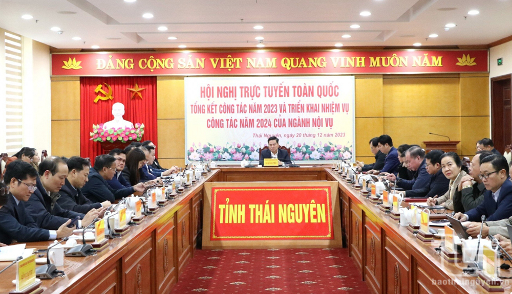 Các đại biểu tham dự Hội nghị tại điểm cầu tỉnh Thái Nguyên.