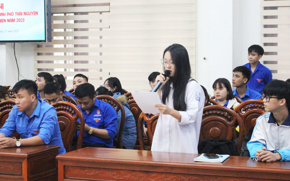 Đoàn viên thanh niên TP. Thái Nguyên nêu kiến nghị tại buổi đối thoại.