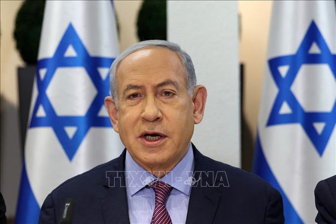 Thủ tướng Israel Benjamin Netanyahu phát biểu tại cuộc họp nội các ở Tel Aviv. Ảnh: AFP/TTXVN