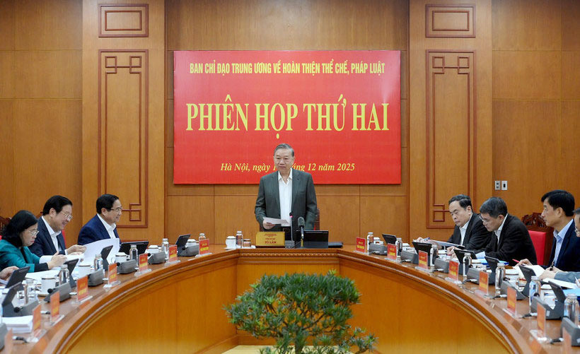 Tổng Bí thư Tô Lâm chủ trì Phiên họp thứ hai, Ban Chỉ đạo Trung ương về hoàn thiện thể chế, pháp luật.