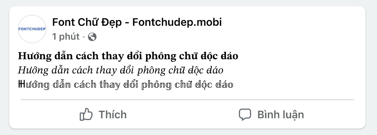 Các Font chữ in đậm, in nghiêng... được đăng trên MXH Facebook.