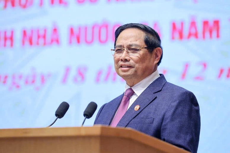 Thủ tướng Chính phủ Phạm Minh Chính phát biểu khai mạc Hội nghị. Ảnh: VGP/Nhật Bắc