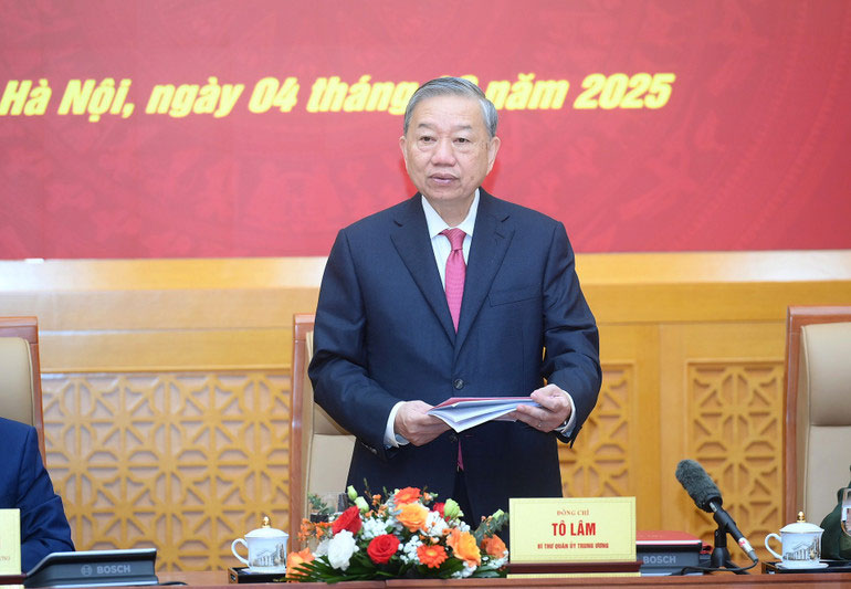 Tổng Bí thư Tô Lâm phát biểu kết luận Hội nghị.