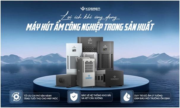 Lợi ích khi ứng dụng máy hút ẩm công nghiệp trong sản xuất.