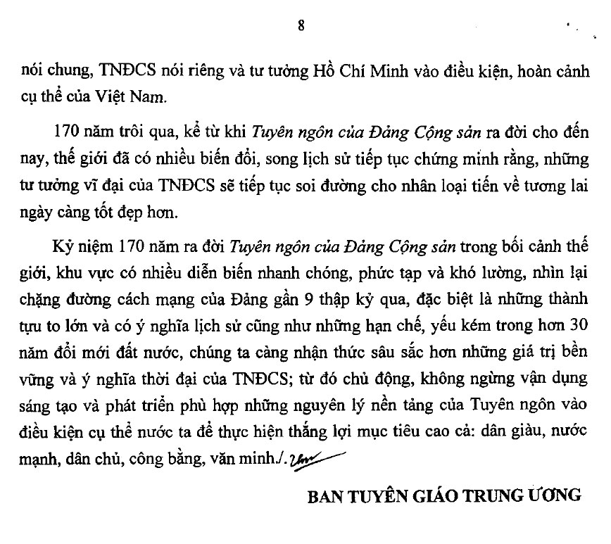 ĐỀ CƯƠNG TUYÊN TRUYỀN KỶ NIỆM 170 NĂM RA ĐỜI TÁC PHẨM TUYÊN NGÔN CỦA ĐẢNG CỘNG SẢN