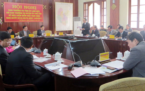 Ban Thường vụ Tỉnh ủy: Đánh giá 4 năm xây dựng huyện Phổ Yên trở thành thị xã