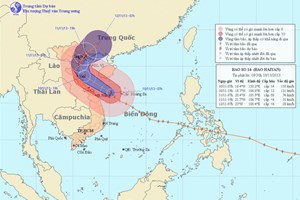Tâm bão cách bờ biển Quảng Nam-Quảng Trị 190km