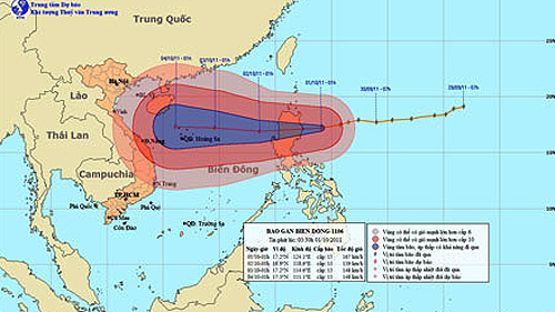 Bão số 6 tiến sâu vào Biển Đông