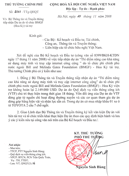 Bộ Thông tin và Truyền thông tiếp nhận Dự án do tổ chức BMGF (Hoa Kỳ) tài trợ