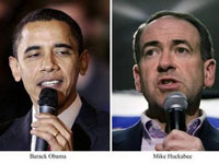 Barack Obama, Mike Huckabee chiến thắng